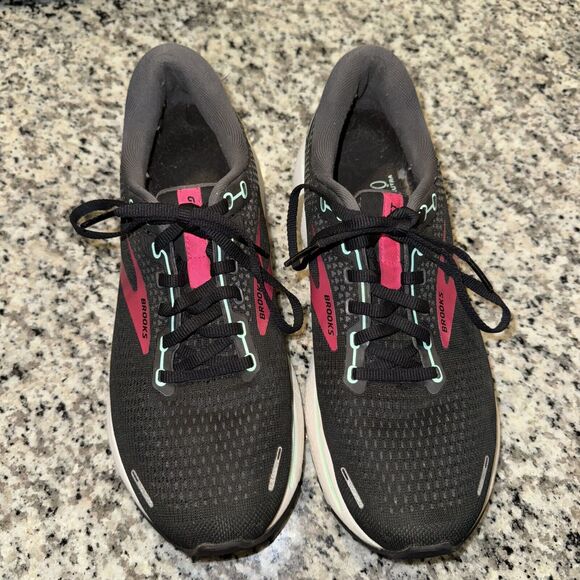 Brooks Ghost 14 1203561B013 Women's 9.5B Running Shoes Black Pink Yucca Sneakers - Picture 2 of 8